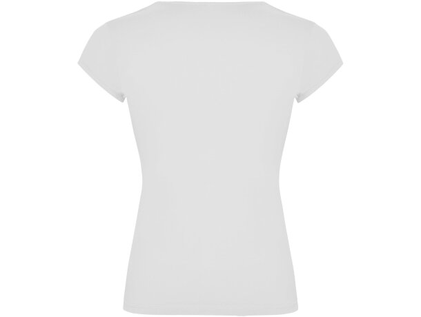 Camiseta manga corta mujer Belice Roly entallada cuello v Blanco detalle 7