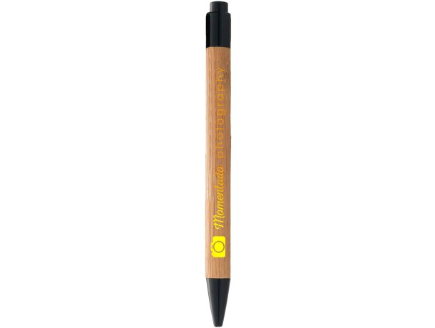 Bolígrafo de madera de bambú con clip Natural/negro intenso detalle 2