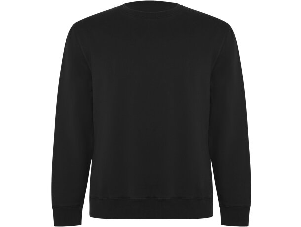 Sudadera cuello redondo algodón orgánico Batian unisex Roly Negro intenso detalle 6