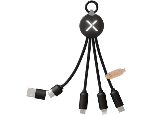 Cable de carga 5 en 1 SCX.design C14 con materiales reciclados Negro intenso detalle 1