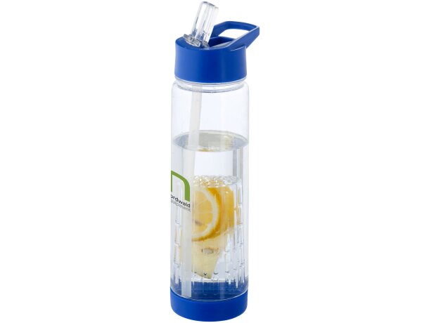 Botella deportiva y ligera con infusor de rosca para fruta 740 ml personalizada personalizado transparente/azul