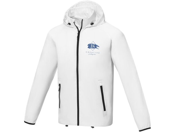 Chaqueta ligera impermeable hombre Dinlas con capucha enrollable Blanco detalle 1