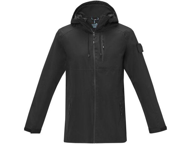 Chaqueta unisex ligera GRS reciclada Kai Negro intenso detalle 8