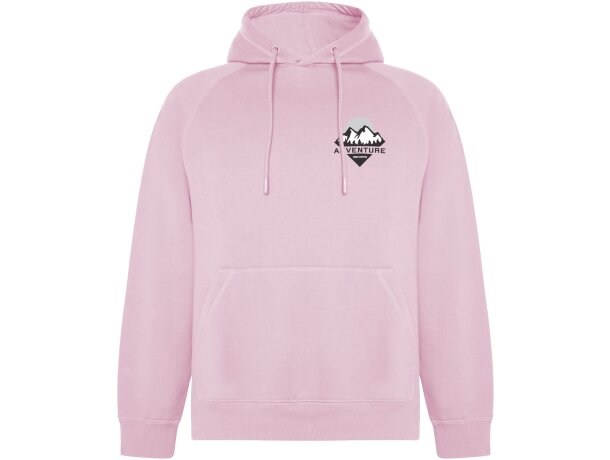 Sudadera unisex algodón orgánico Vinson Roly con capucha Rosa claro detalle 16