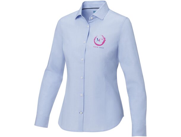 Camisa orgánica manga larga mujer Cuprite popelín algodón Azul claro detalle 1