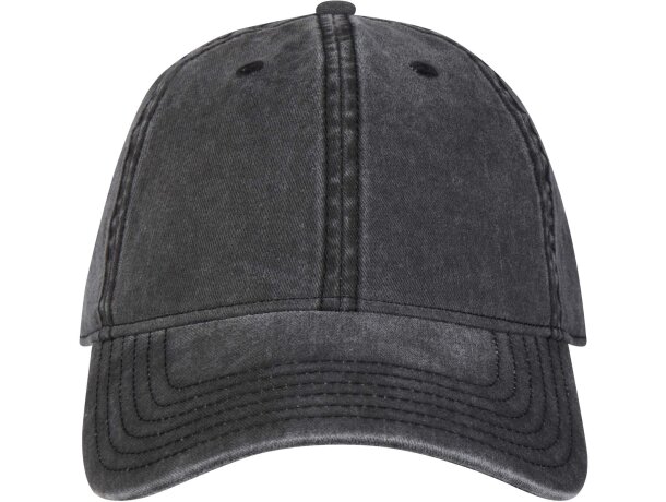 Gorra lavada de 6 paneles Grafton con algodón reciclado Negro intenso detalle 2