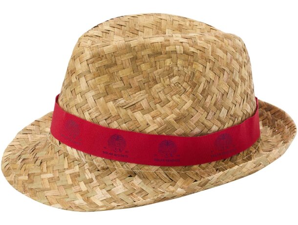 Sombrero de paja Pricus natural con banda personalizable Rojo/natural detalle 16