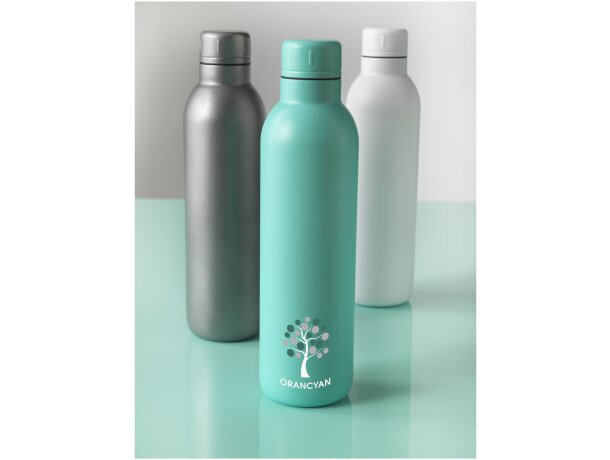 Botella termo con logo con tapa de rosca en acero inoxidable Thor Plateado detalle 14