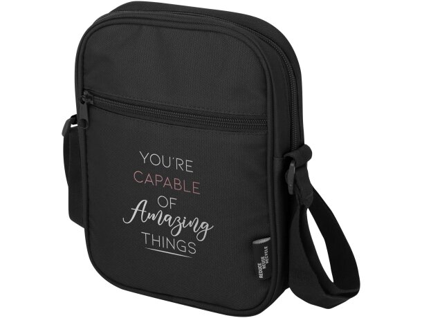 Bandolera reciclada certificada GRS Byron con cremallera Negro intenso detalle 2