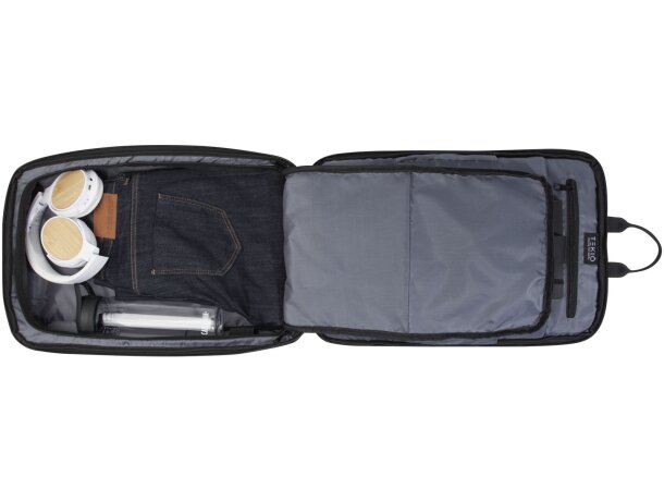 Mochila portátil Rise en poliéster reciclado certificado GRS Negro intenso detalle 4