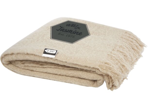 Manta sostenible Ivy de mohair y RPET con certificación GRS Beige detalle 3
