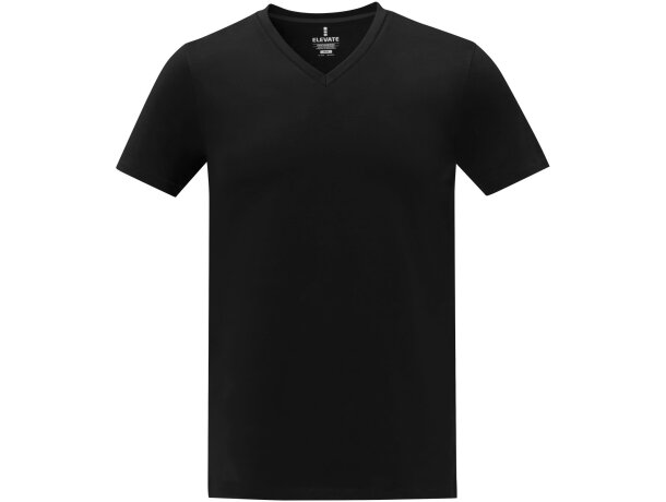 Camiseta de manga corta y cuello en V para hombre Somoto Negro intenso detalle 18