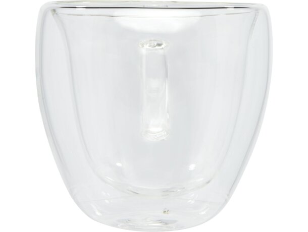Tazas vidrio doble pared Manti con posavasos bambú 100ml Transparente/natural detalle 2