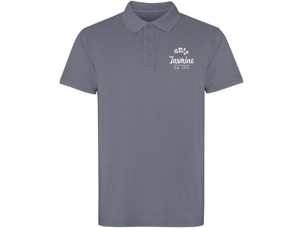 Polo manga corta unisex Cobain Roly acabado vintage Gris oscuro detalle 29