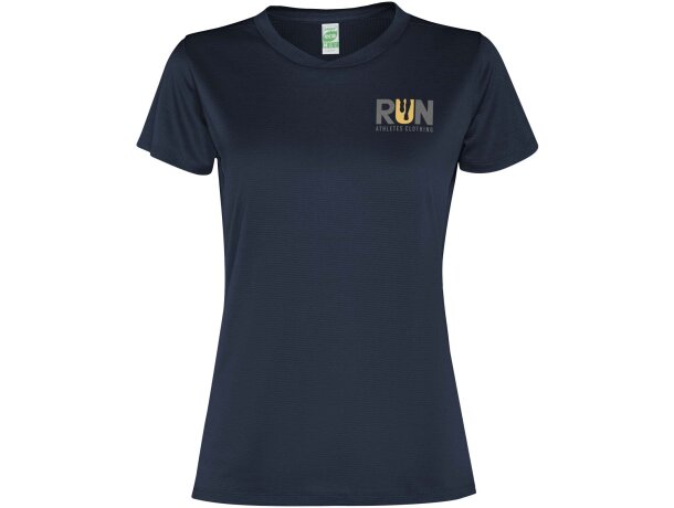 Camiseta deportiva mujer Slam Roly poliéster reciclado Azul marino detalle 13