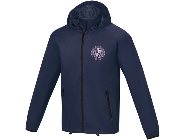 Chaqueta ligera impermeable hombre Dinlas con capucha enrollable Azul marino detalle 13
