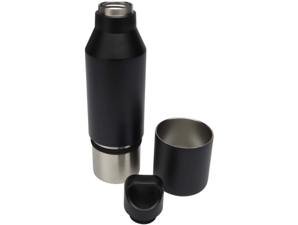 Botella isotérmica acero reciclado Odessy con vaso extraíble Negro intenso detalle 5