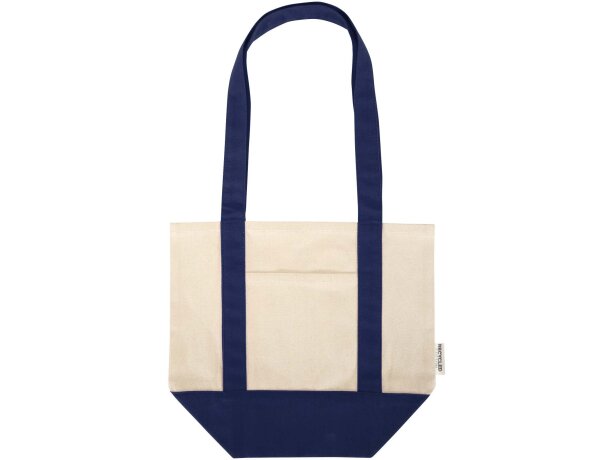 Bolsa tote mini algodón reciclado certificado GRS 320 g/m² Sam Azul marino/natural detalle 16