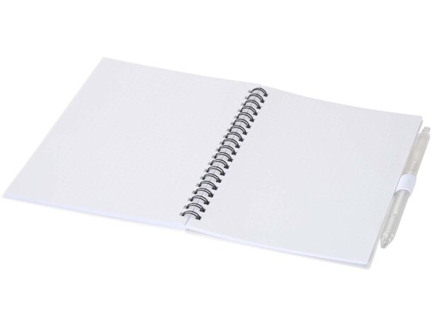 Juego libreta tapa blanda y bolígrafo reciclado Niove Blanco detalle 16