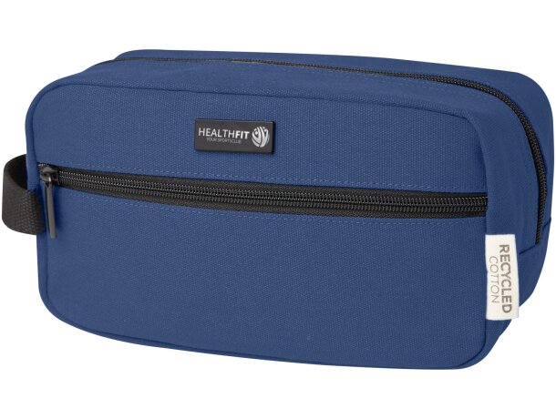 Neceser de viaje Joey con lona reciclada certificada GRS Azul marino detalle 11