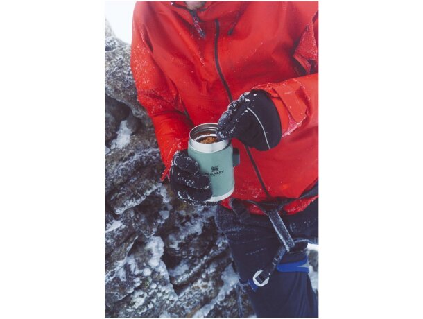 Tarro Stanley Legendary 400ml con cuchador acero inoxidable Verde bosque detalle 7