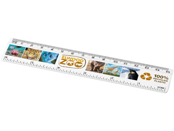 Regla Refari 15 cm plástico reciclado personalizable Blanco detalle 1