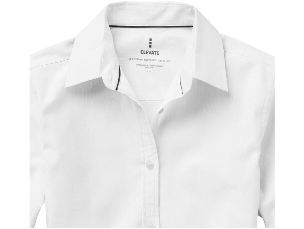 Camisa Oxford manga larga mujer Vaillant algodón 142 g/m² Blanco detalle 3