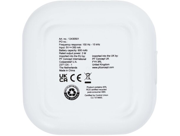 Minialtavoz Bluetooth 3W plástico reciclado certificado RCS Stark Blanco detalle 10