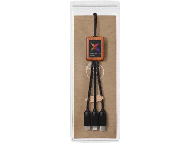 Cable de carga 5 en 1 de PET reciclado SCX.design C38 Negro intenso/madera detalle 7