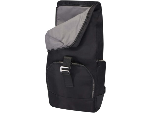 Mochila enrollable Rhine nylon reciclado GRS para portátil 15 Negro intenso detalle 4