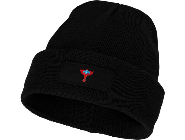 Gorro de lana con parche Boreas Negro intenso detalle 55