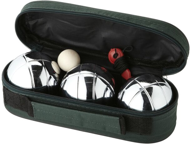 Juego de petanca de 3 bolas metálicas personalizado verde Juego de petanca de 3 bolas metálicas personalizado verde