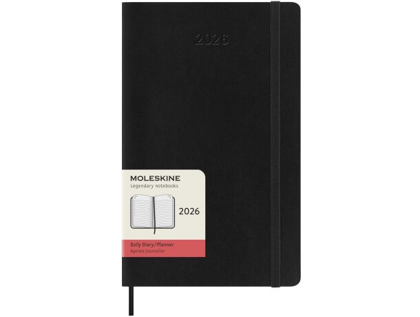 Agenda diaria Moleskine tapa blanda 2026 papel FSC Negro intenso detalle 5