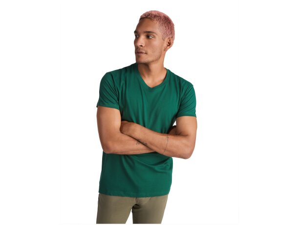 Camiseta cuello pico manga corta hombre Samoyedo Roly algodón detalle 23