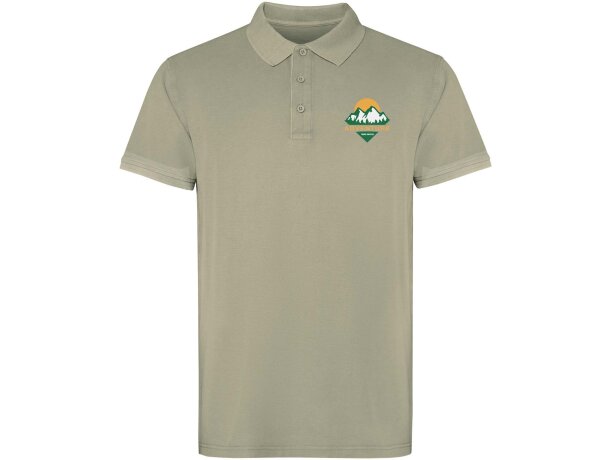 Polo manga corta unisex Cobain Roly acabado vintage Caqui detalle 36