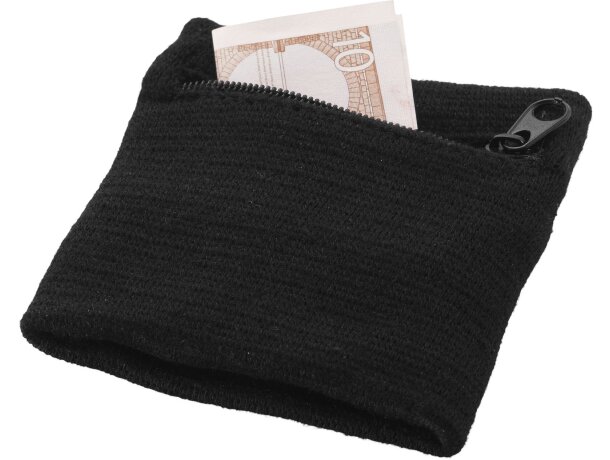 Muñequera Brisky personalizada bolsillo cremallera algodón Azul marino detalle 4