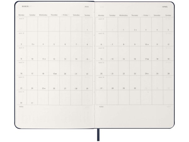 Planificador semanal Moleskine con tapa dura de 12 meses detalle 11