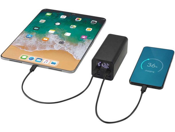 Batería externa aluminio reciclado Acamar 20000 mAh con USB-C Negro intenso detalle 7