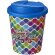 Vasos de plástico antiderrame pp reciclado 250ml Blanco/azul medio
