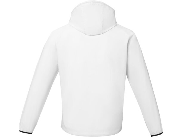 Chaqueta ligera impermeable hombre Dinlas con capucha enrollable Blanco detalle 3
