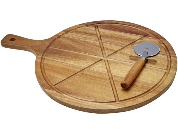 Set para pizza Timberito con tabla y cortador de acacia Madera detalle 4