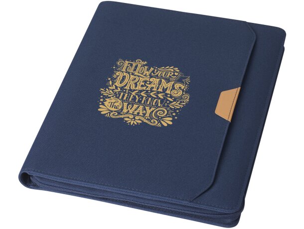 Portafolios A4 Nomumi con poliéster reciclado y papel FSC Azul marino detalle 7