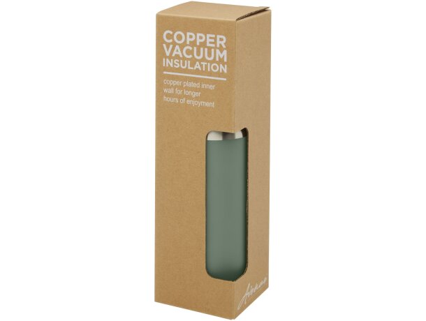 Botella de acero inoxidable con aislamiento al vacío de cobre de 540 ml con tapa de bambú Hulan Verde mezcla detalle 21