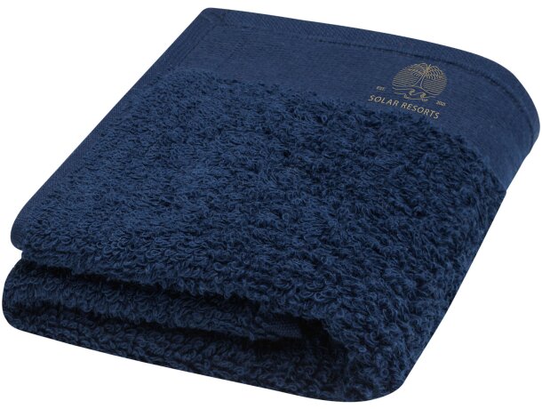 Toalla algodón Chloe sostenible con teñido sin agua 30 x 50 cm Azul marino detalle 7