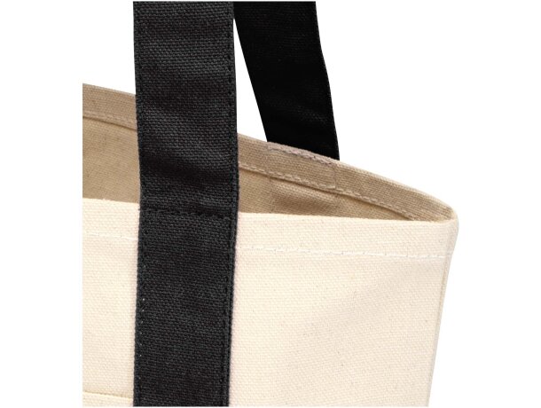 Bolsa tote mini algodón reciclado certificado GRS 320 g/m² Sam Negro intenso/natural detalle 6