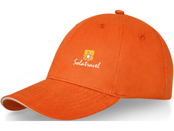 Gorra de 6 paneles Darton personalizadas con detalle de ribete elegante Naranja detalle 9