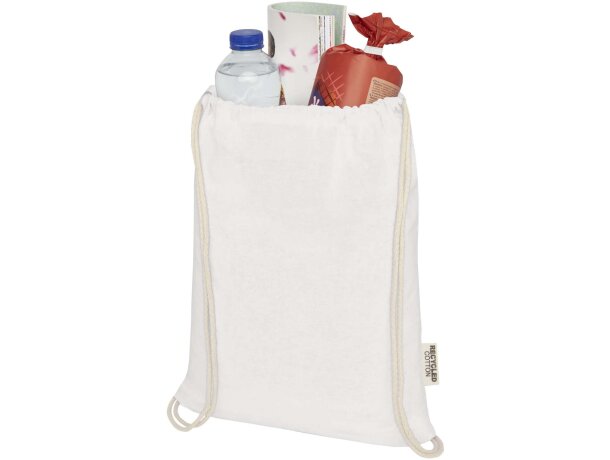 Bolsa con cordón Oregon de algodón reciclado certificado GRS Blanco detalle 19