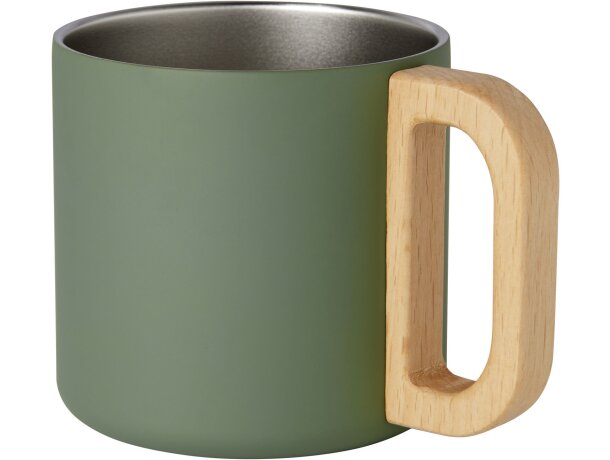 Taza acero inoxidable reciclado Bjorn con asa de madera detalle 23