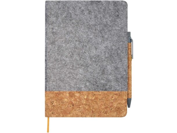 Libreta tapa dura A5 Veronica con corcho y bolígrafo incluido Gris/natural detalle 2