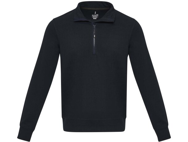 Sudadera reciclada unisex con cremallera 1/4 Aware™ Tin Azul marino detalle 8